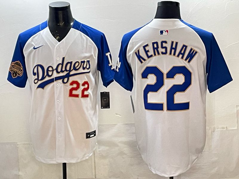 Men Los Angeles Dodgers #22 Kershaw White blue Game 2026 Nike MLB Jersey style 0062
